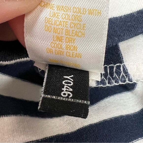 Kate Spade Mini Dress Ruffle Rosette Front Stripe Navy Blue Size Medium - Picture 11 of 12